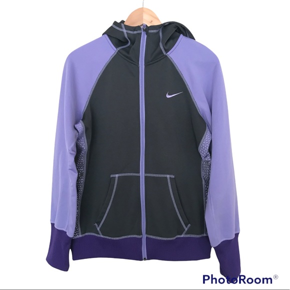 Nike Therma-Fit Purple Zip Up Hooded Sweatshirt - Picture 1 of 11